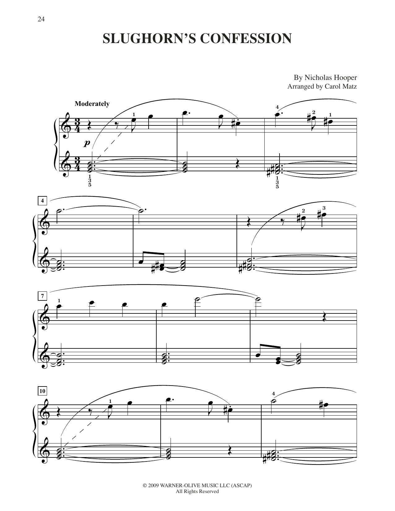 Nicholas Hooper Slughorn's Confession (from Harry Potter) (arr. Carol Matz) sheet music notes and chords arranged for Big Note Piano
