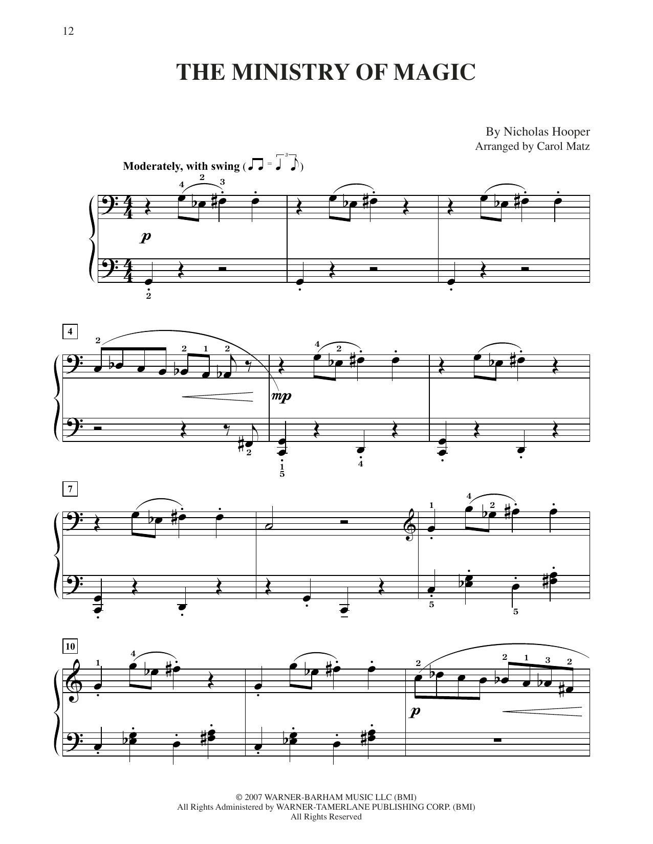 Nicholas Hooper The Ministry Of Magic (from Harry Potter) (arr. Carol Matz) sheet music notes and chords arranged for Big Note Piano