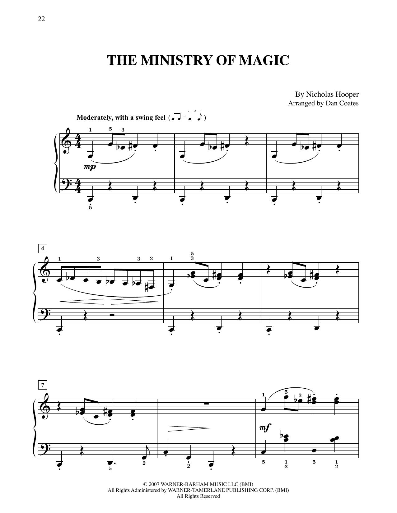 Nicholas Hooper The Ministry Of Magic (from Harry Potter) (arr. Dan Coates) sheet music notes and chords arranged for Easy Piano