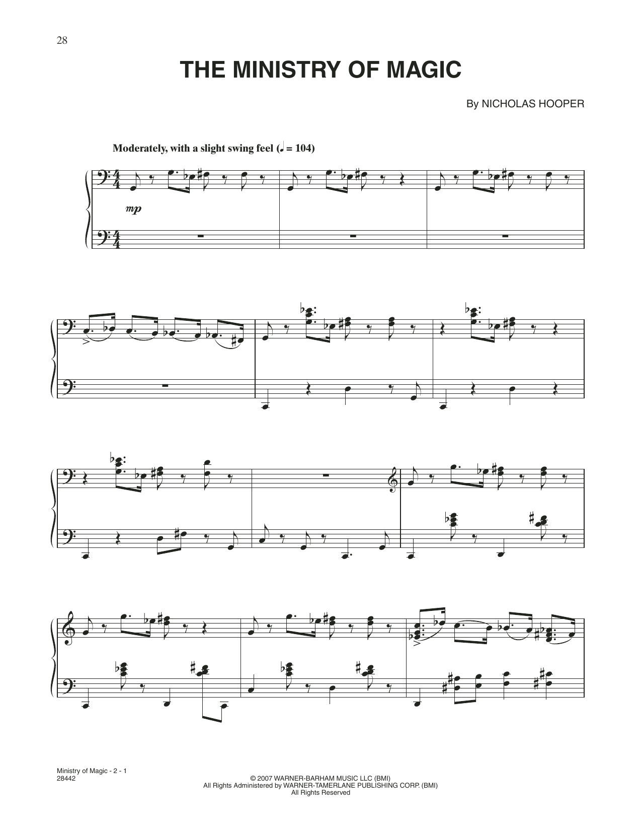 Nicholas Hooper The Ministry Of Magic (from Harry Potter) sheet music notes and chords arranged for Piano Solo