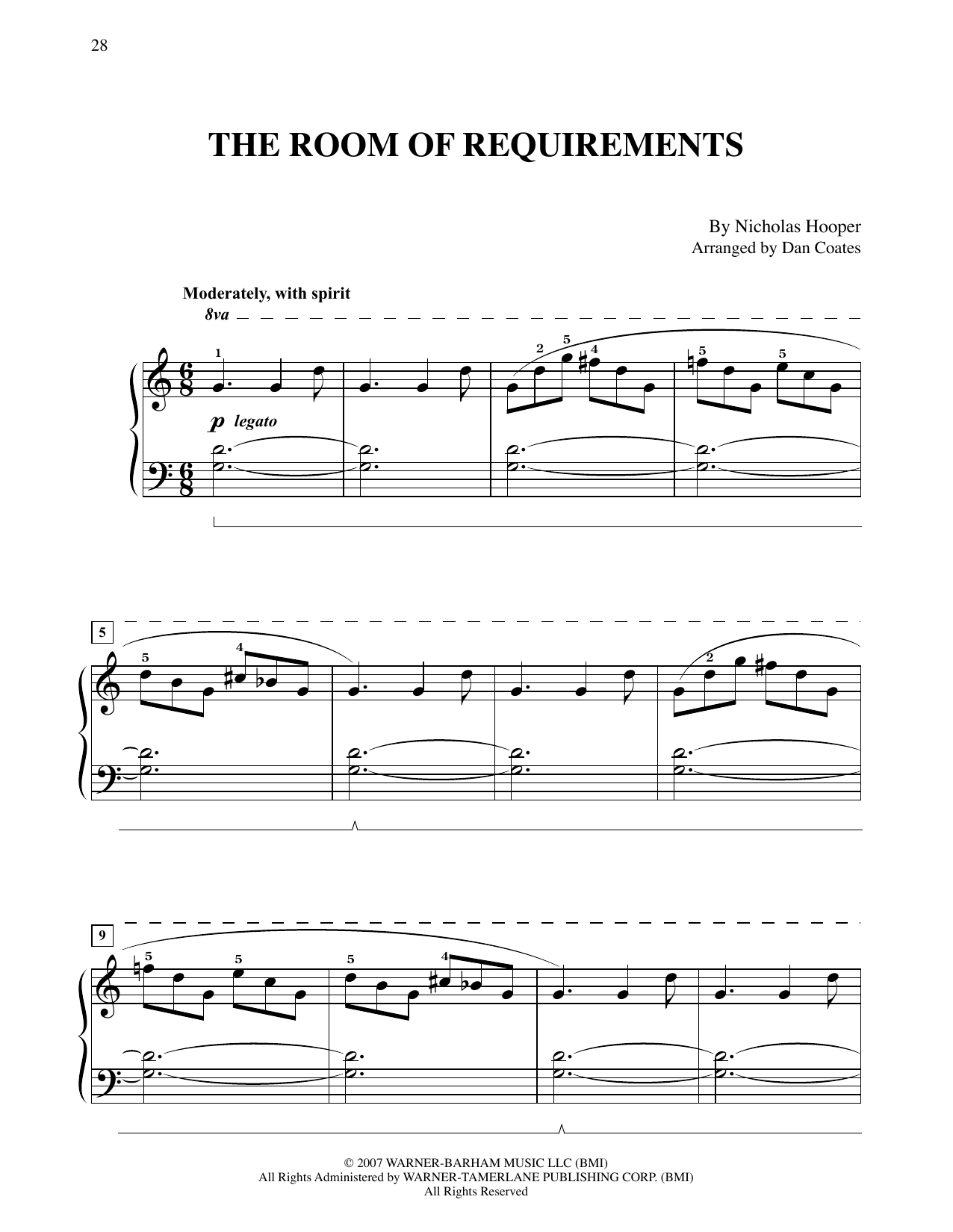 Nicholas Hooper The Room Of Requirements (from Harry Potter) (arr. Dan Coates) sheet music notes and chords arranged for Easy Piano