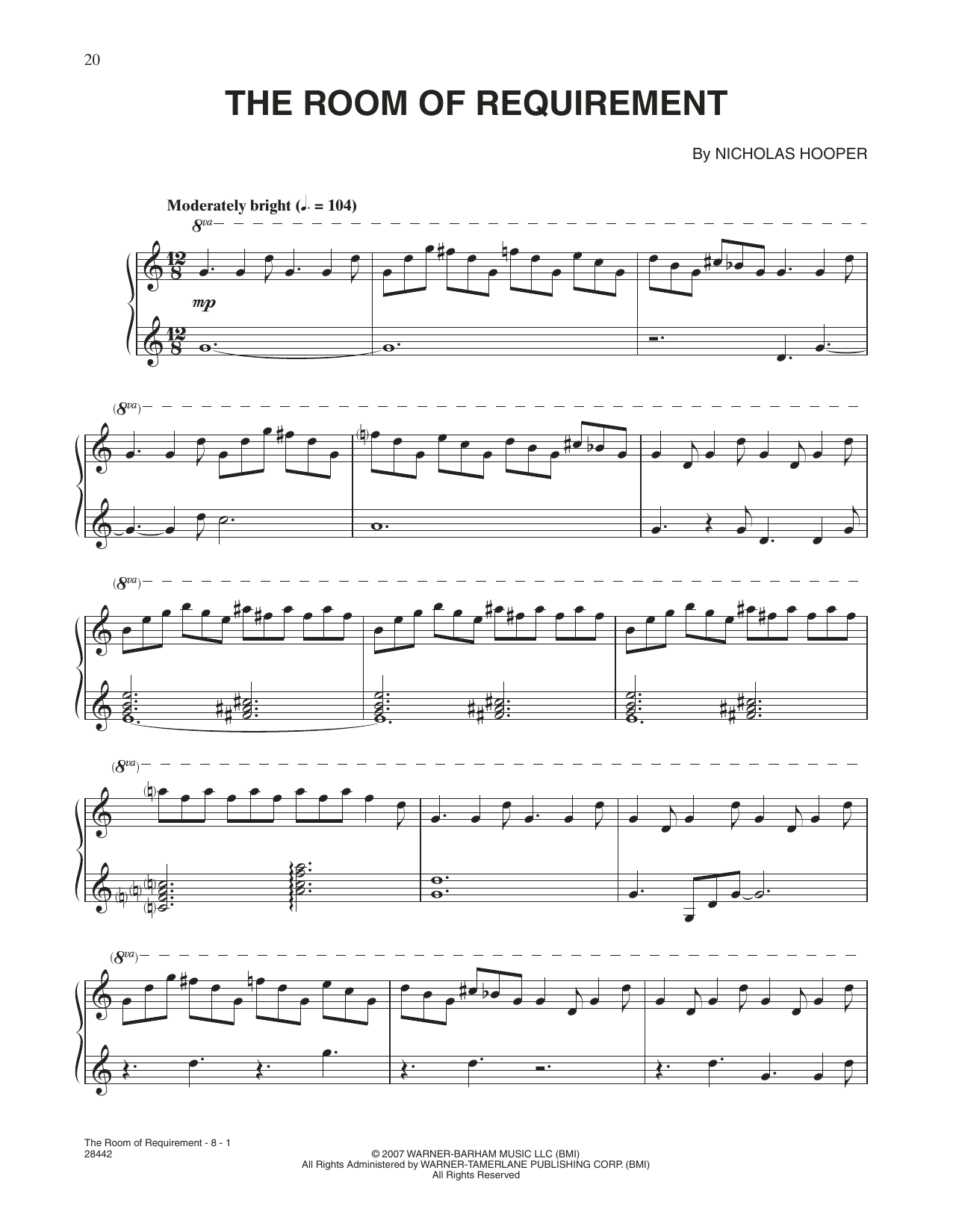 Nicholas Hooper The Room Of Requirements (from Harry Potter) sheet music notes and chords arranged for Piano Solo