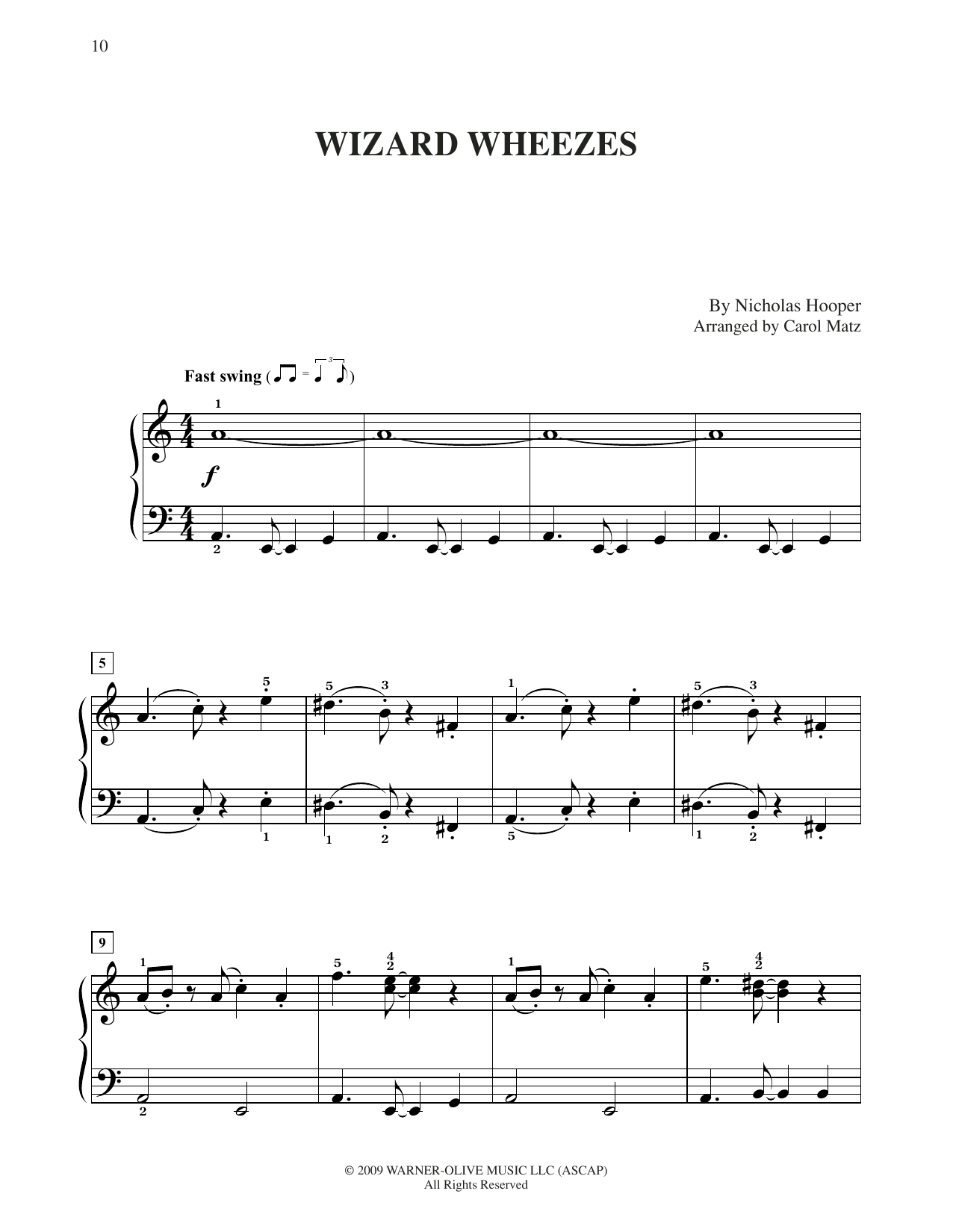 Nicholas Hooper Wizard Wheezes (from Harry Potter) (arr. Carol Matz) sheet music notes and chords arranged for Big Note Piano