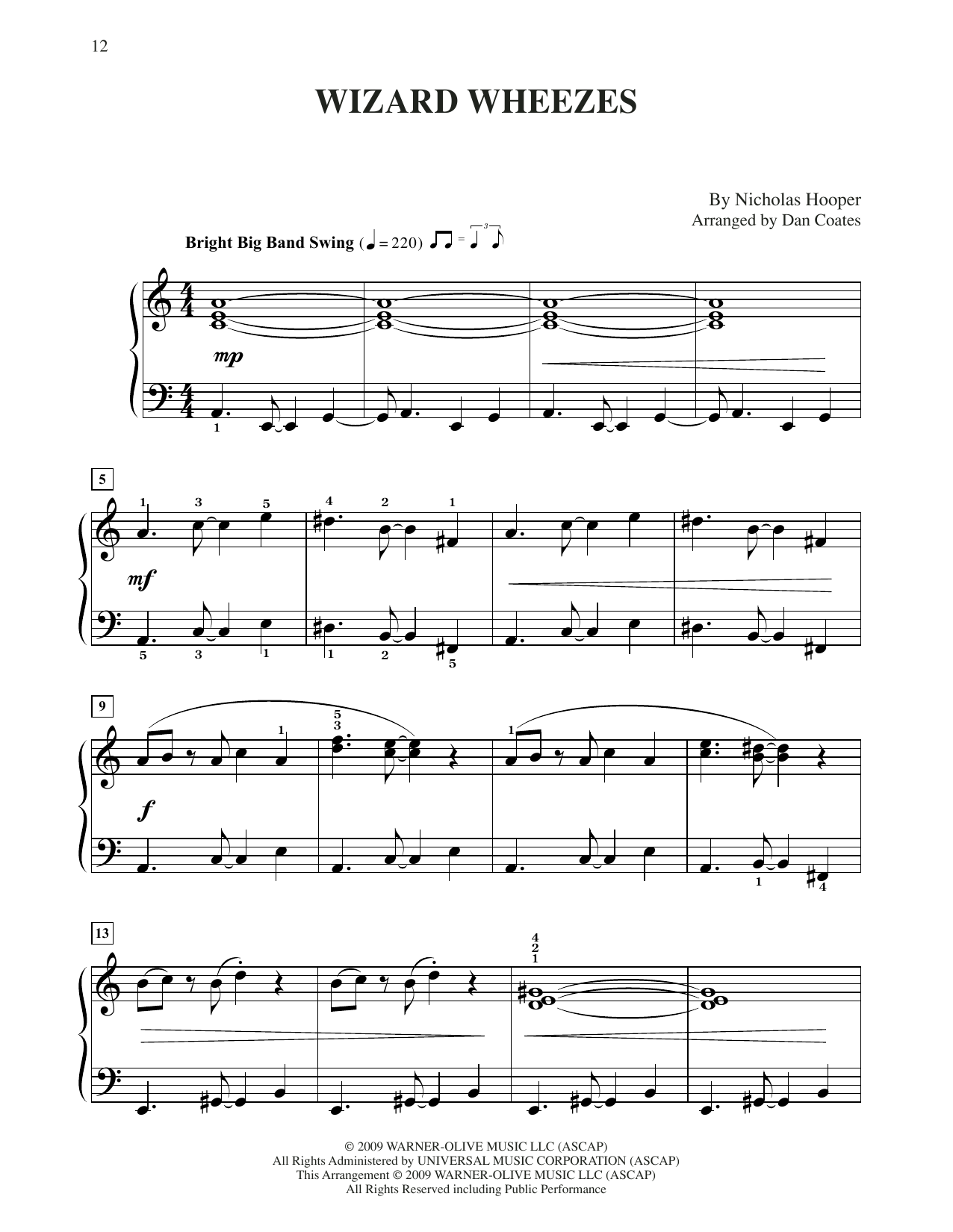 Nicholas Hooper Wizard Wheezes (from Harry Potter) (arr. Dan Coates) sheet music notes and chords arranged for Easy Piano