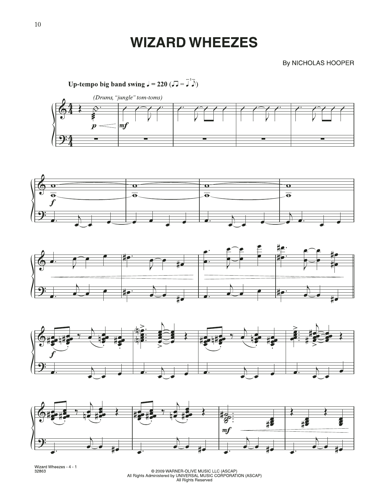 Nicholas Hooper Wizard Wheezes (from Harry Potter) sheet music notes and chords arranged for Piano Solo