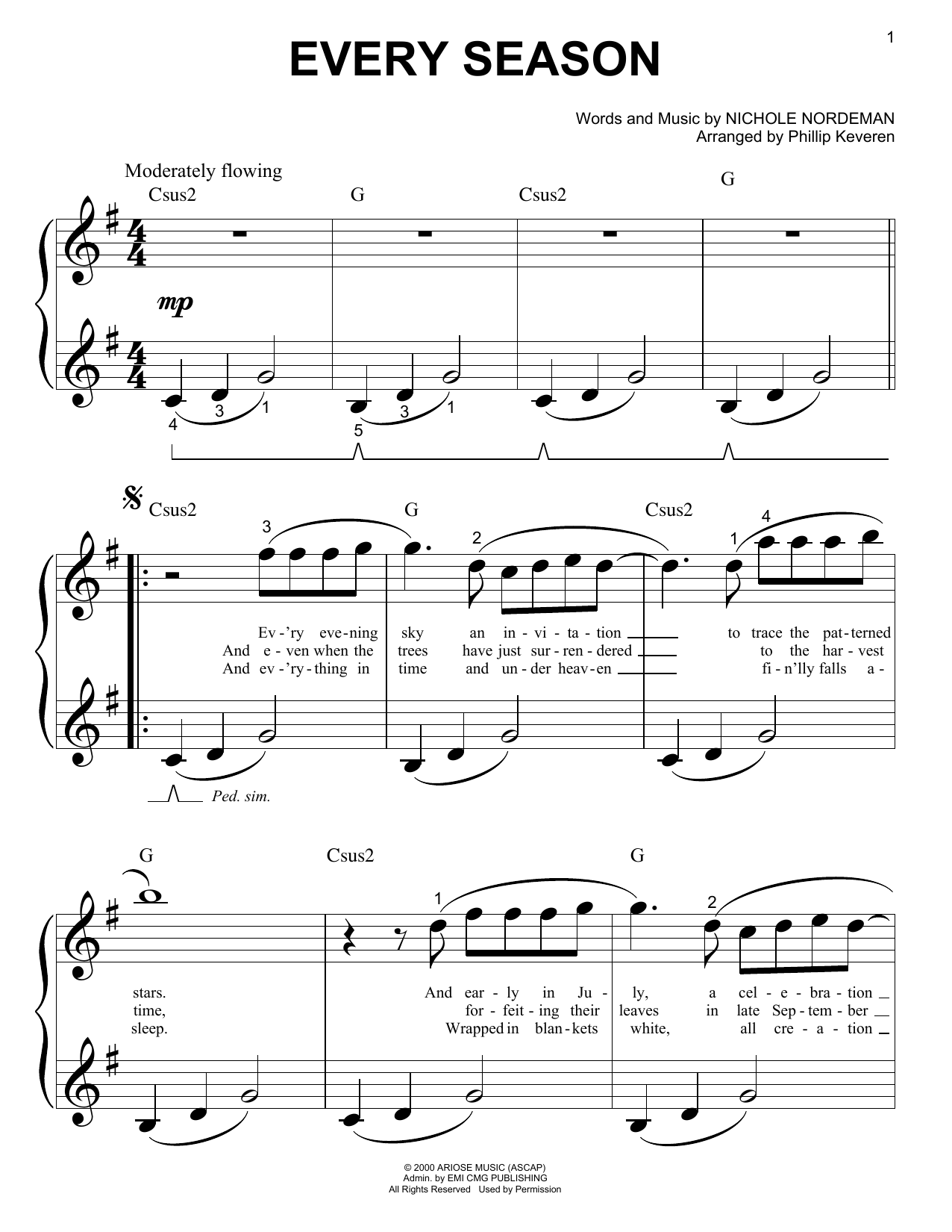 Nichole Nordeman Every Season (arr. Phillip Keveren) sheet music notes and chords arranged for Big Note Piano