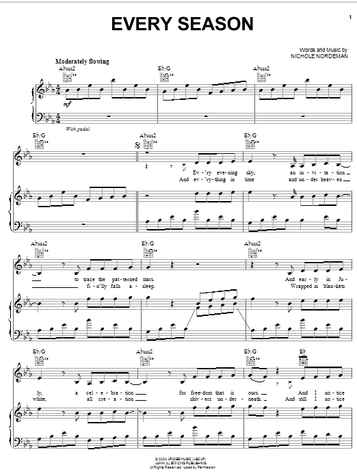 Nichole Nordeman Every Season sheet music notes and chords arranged for Piano, Vocal & Guitar Chords (Right-Hand Melody)