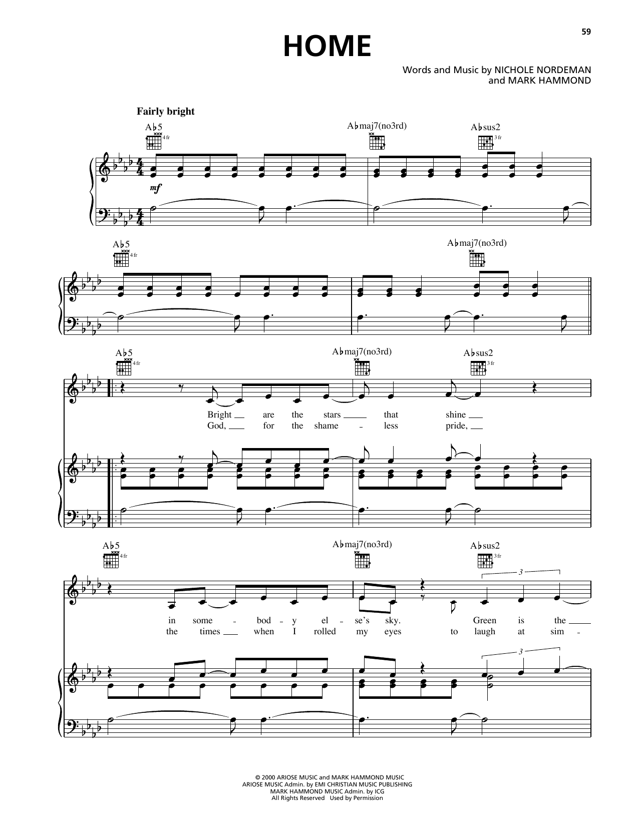Nichole Nordeman Home sheet music notes and chords arranged for Piano, Vocal & Guitar Chords (Right-Hand Melody)