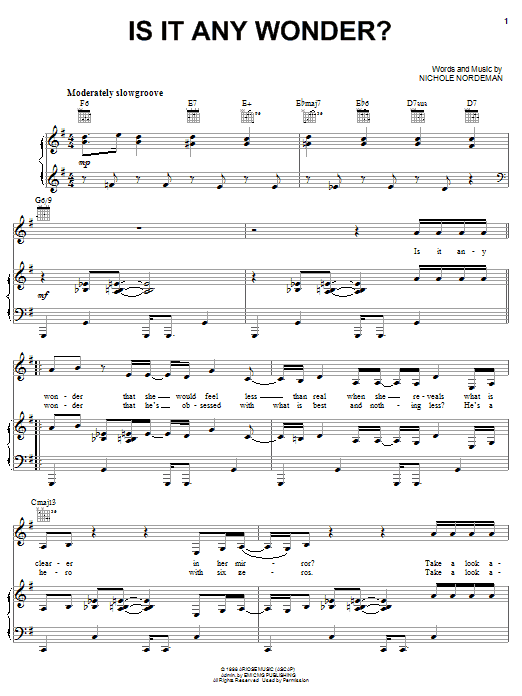Nichole Nordeman Is It Any Wonder? sheet music notes and chords arranged for Piano, Vocal & Guitar Chords (Right-Hand Melody)