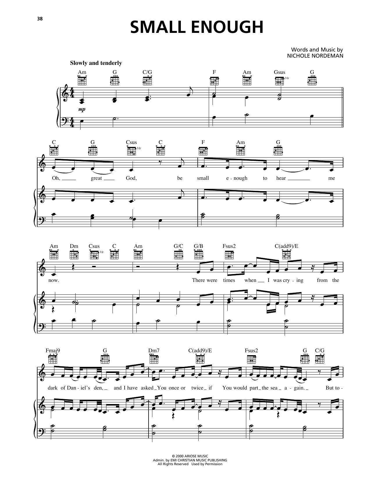 Nichole Nordeman Small Enough sheet music notes and chords arranged for Piano, Vocal & Guitar Chords (Right-Hand Melody)