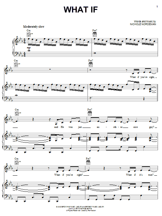 Nichole Nordeman What If sheet music notes and chords arranged for Piano, Vocal & Guitar Chords (Right-Hand Melody)