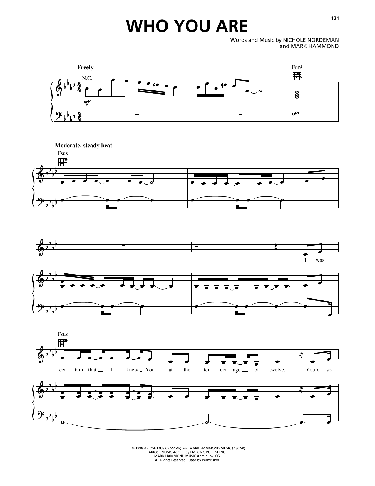 Nichole Nordeman Who You Are sheet music notes and chords arranged for Piano, Vocal & Guitar Chords (Right-Hand Melody)