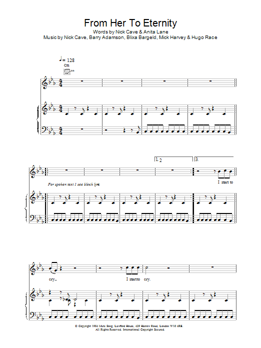 Nick Cave From Her To Eternity sheet music notes and chords arranged for Guitar Chords/Lyrics