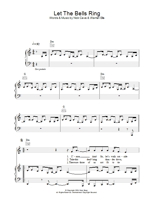 Nick Cave Let The Bells Ring sheet music notes and chords arranged for Guitar Chords/Lyrics