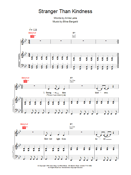 Nick Cave Stranger Than Kindness sheet music notes and chords arranged for Piano, Vocal & Guitar Chords