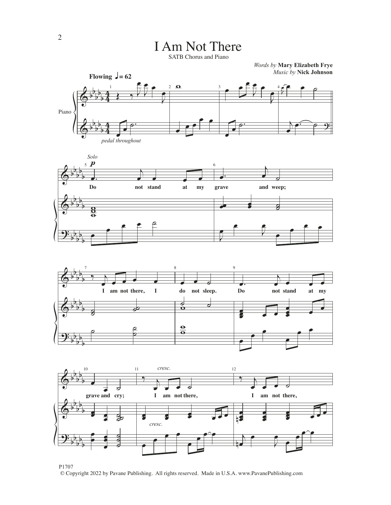 Nick Johnson I Am Not There sheet music notes and chords arranged for SATB Choir