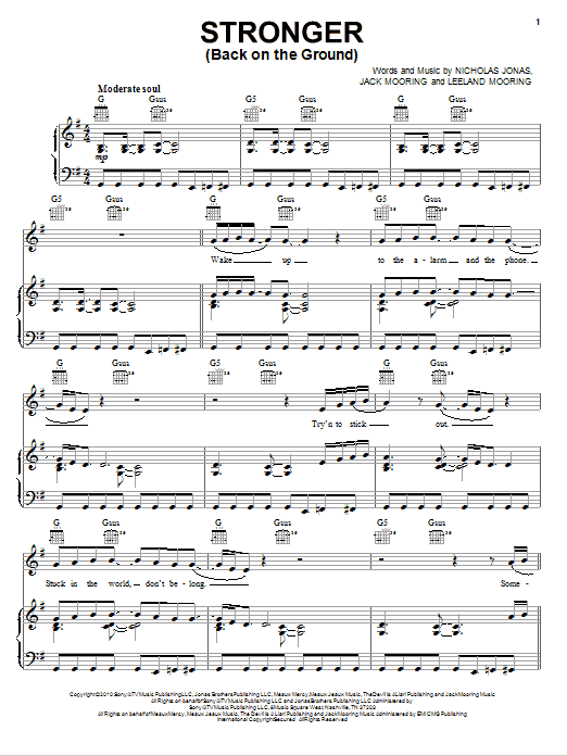 Nick Jonas & The Administration Stronger (Back On The Ground) sheet music notes and chords arranged for Piano, Vocal & Guitar Chords (Right-Hand Melody)