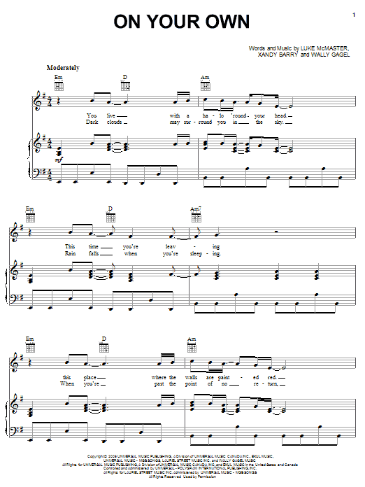 Nick Lachey On Your Own sheet music notes and chords arranged for Piano, Vocal & Guitar Chords (Right-Hand Melody)