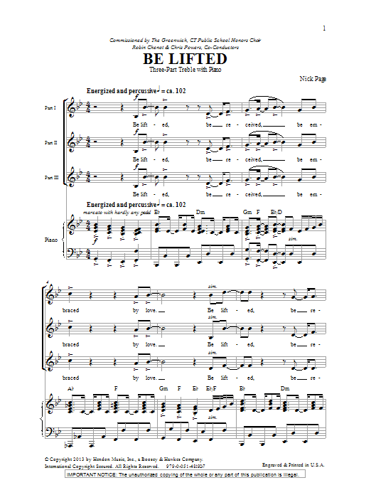 Nick Page Be Lifted sheet music notes and chords arranged for SATB Choir