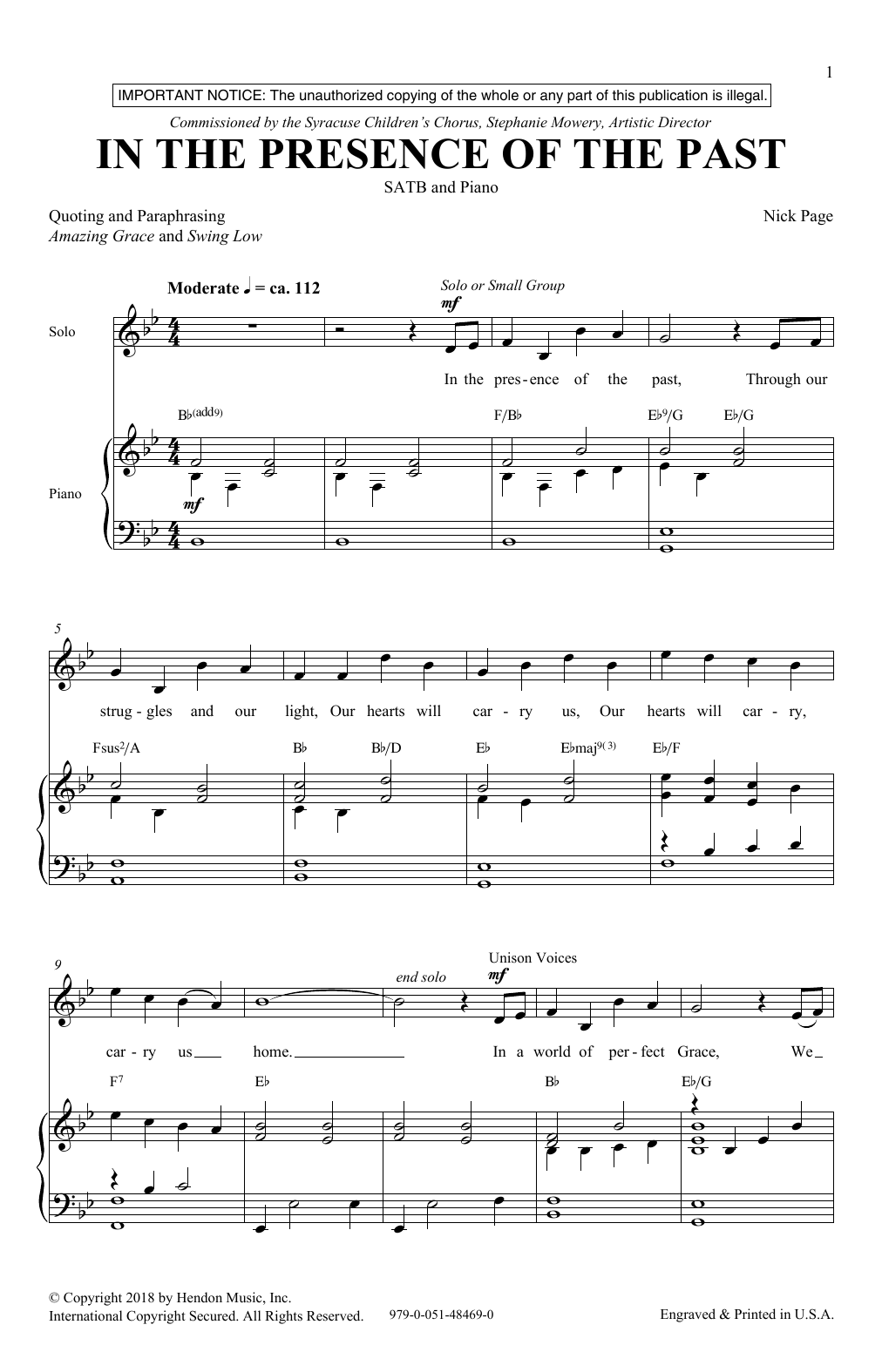 Nick Page In The Presence Of The Past sheet music notes and chords arranged for SATB Choir