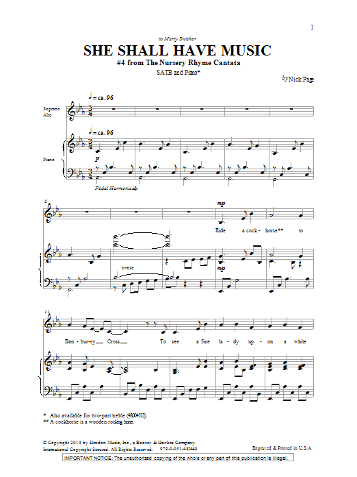 Nick Page She Shall Have Music sheet music notes and chords arranged for SATB Choir
