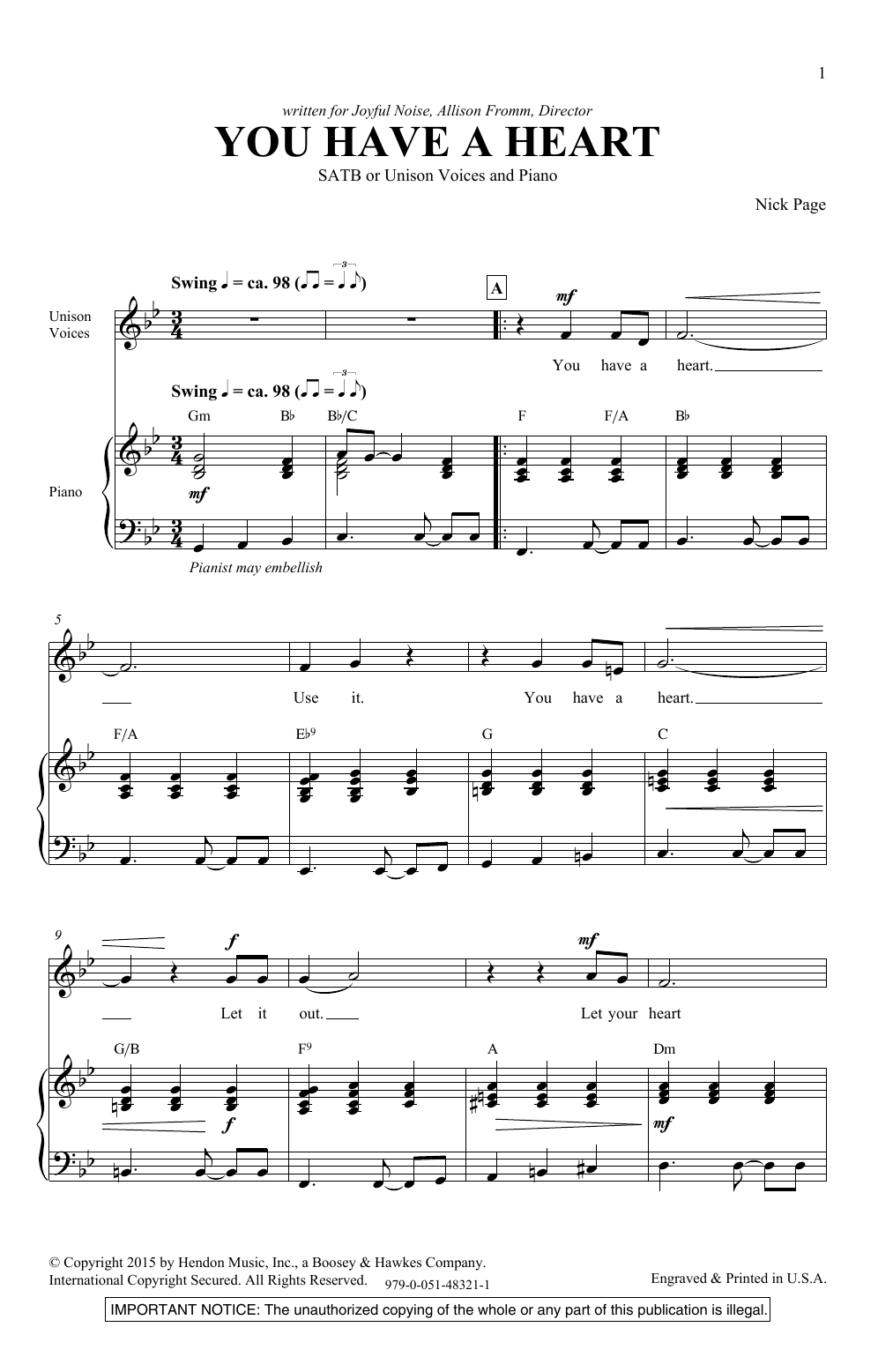 Nick Page You Have A Heart sheet music notes and chords arranged for SATB Choir