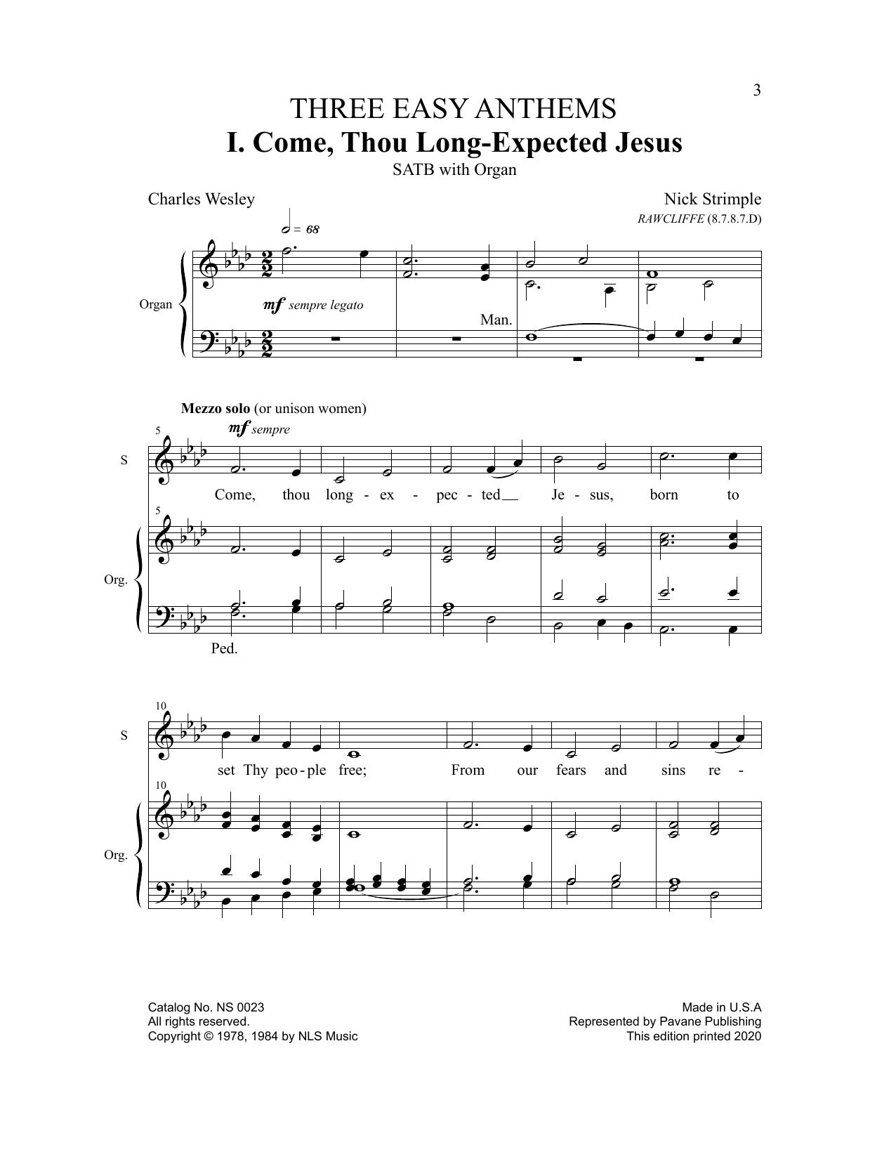 Nick Strimple Come, Thou Long-Expected Jesus sheet music notes and chords arranged for SATB Choir