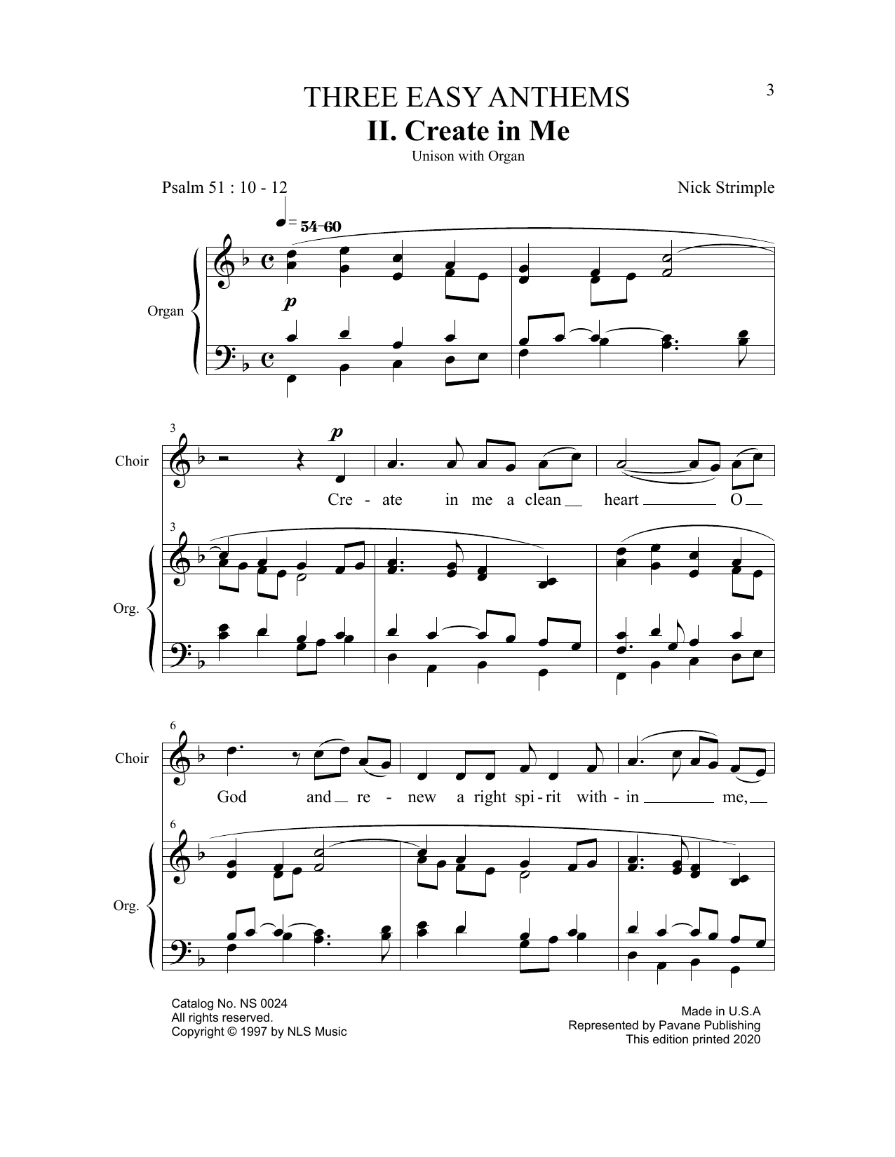 Nick Strimple Create in Me sheet music notes and chords arranged for Unison Choir