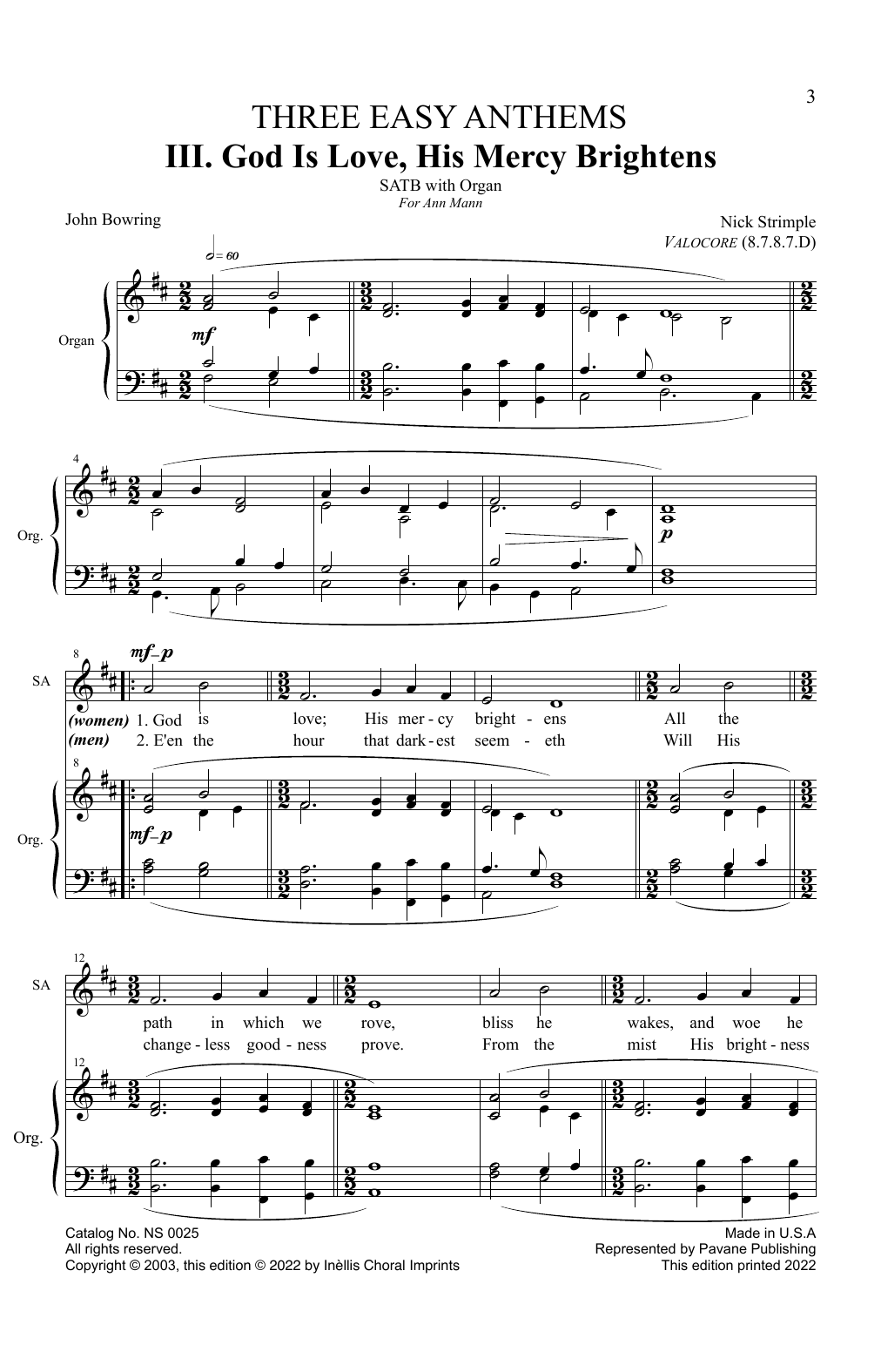 Nick Strimple God is Love, His Mercy Brightens sheet music notes and chords arranged for SATB Choir