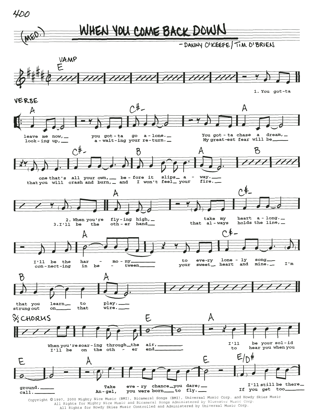 Nickel Creek When You Come Back Down sheet music notes and chords arranged for Piano, Vocal & Guitar Chords (Right-Hand Melody)