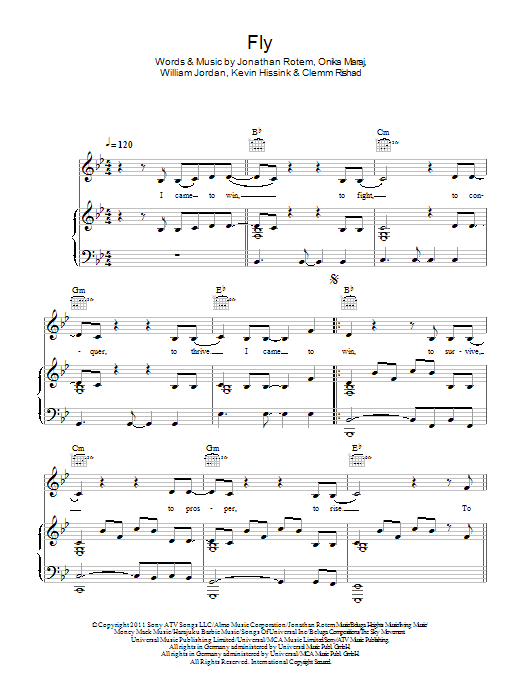 Nicki Minaj featuring Rihanna Fly sheet music notes and chords arranged for Piano, Vocal & Guitar Chords