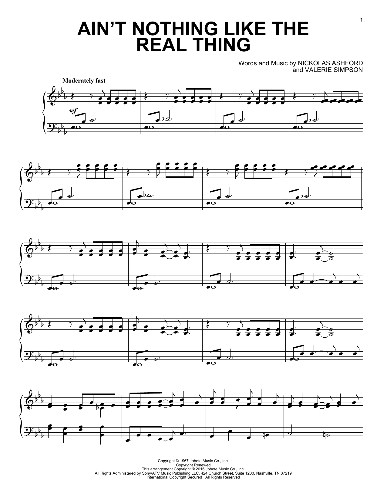 Nickolas Ashford Ain't Nothing Like The Real Thing [Jazz version] sheet music notes and chords arranged for Piano Solo