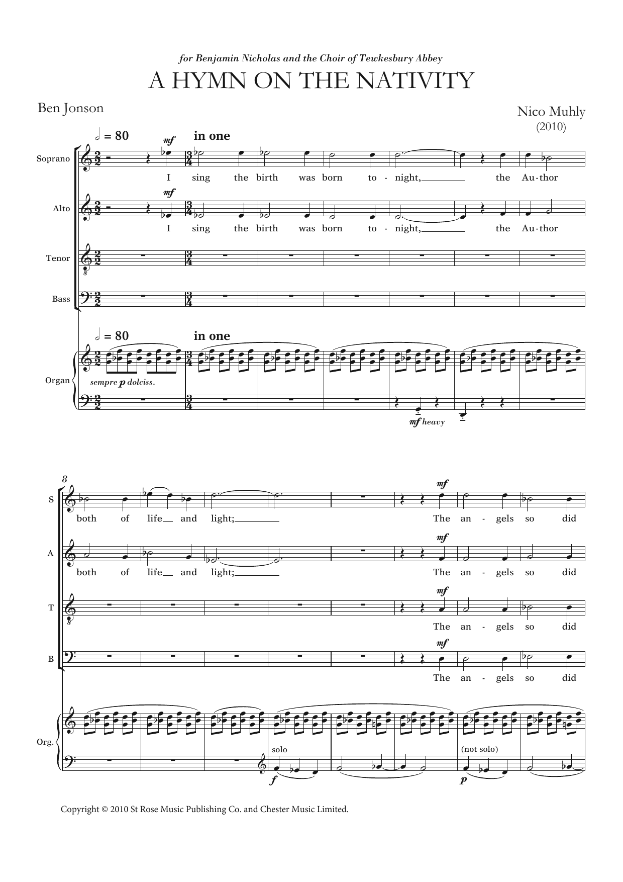 Nico Muhly A Hymn On The Nativity sheet music notes and chords arranged for SATB Choir