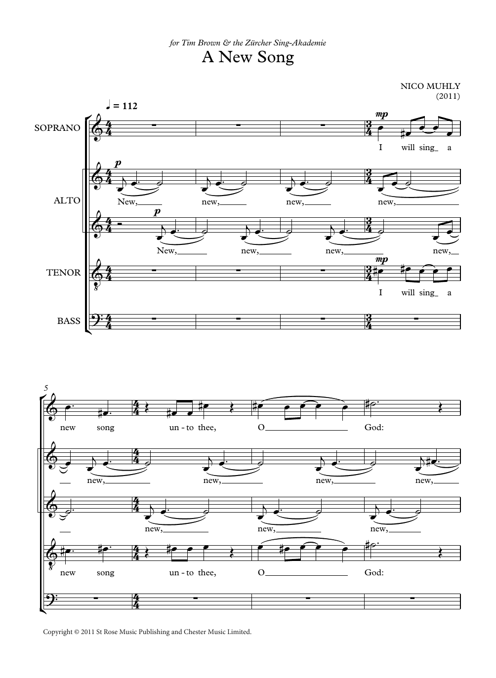Nico Muhly A New Song sheet music notes and chords arranged for SATB Choir