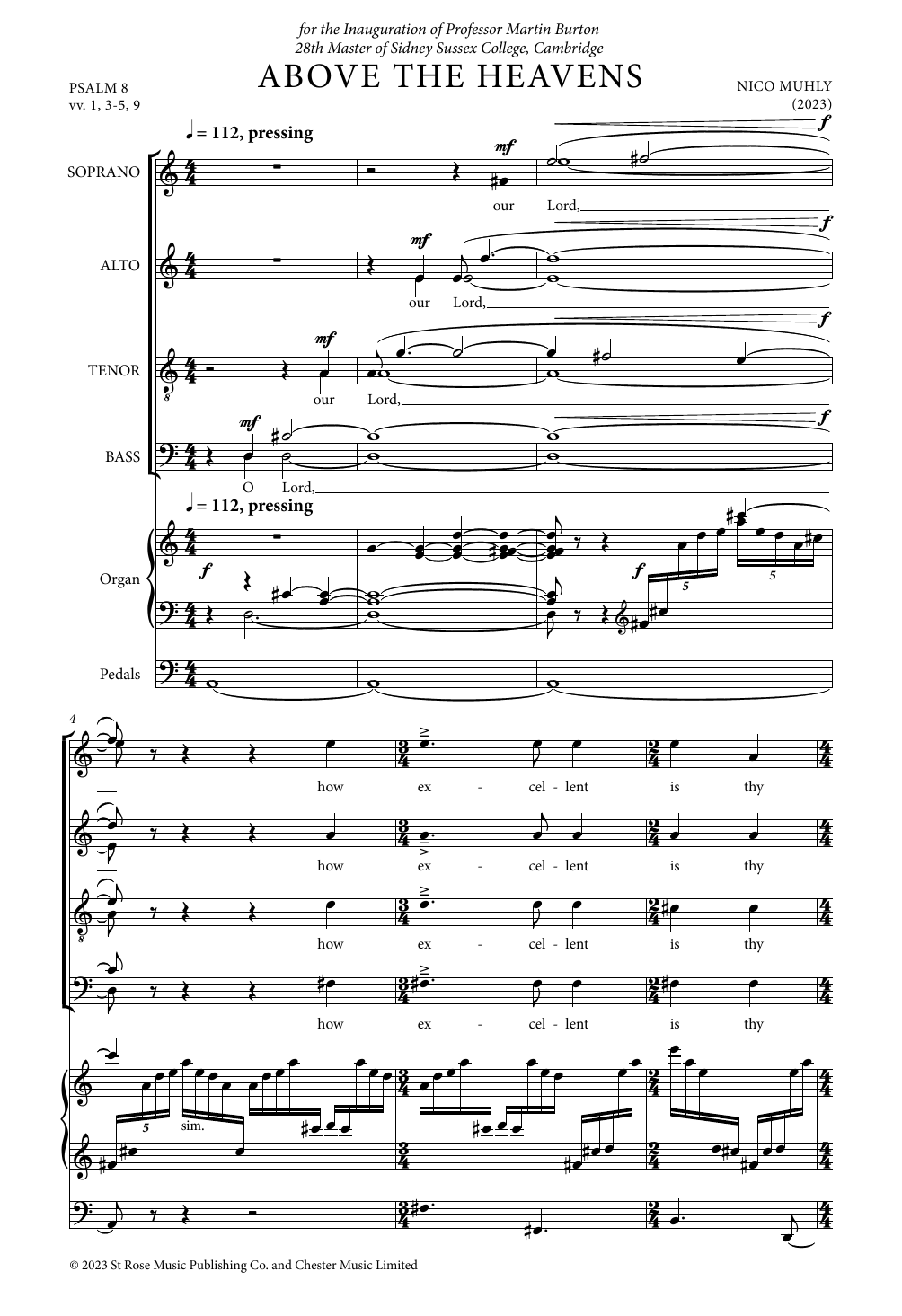 Nico Muhly Above The Heavens sheet music notes and chords arranged for SATB Choir