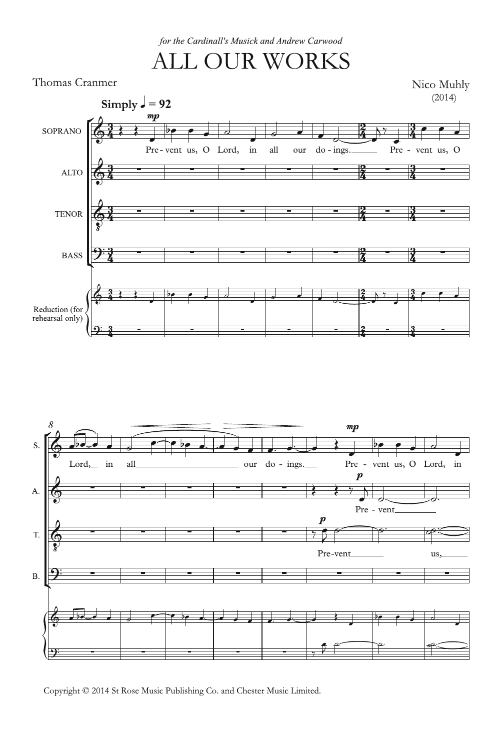 Nico Muhly All Our Works sheet music notes and chords arranged for SATB Choir