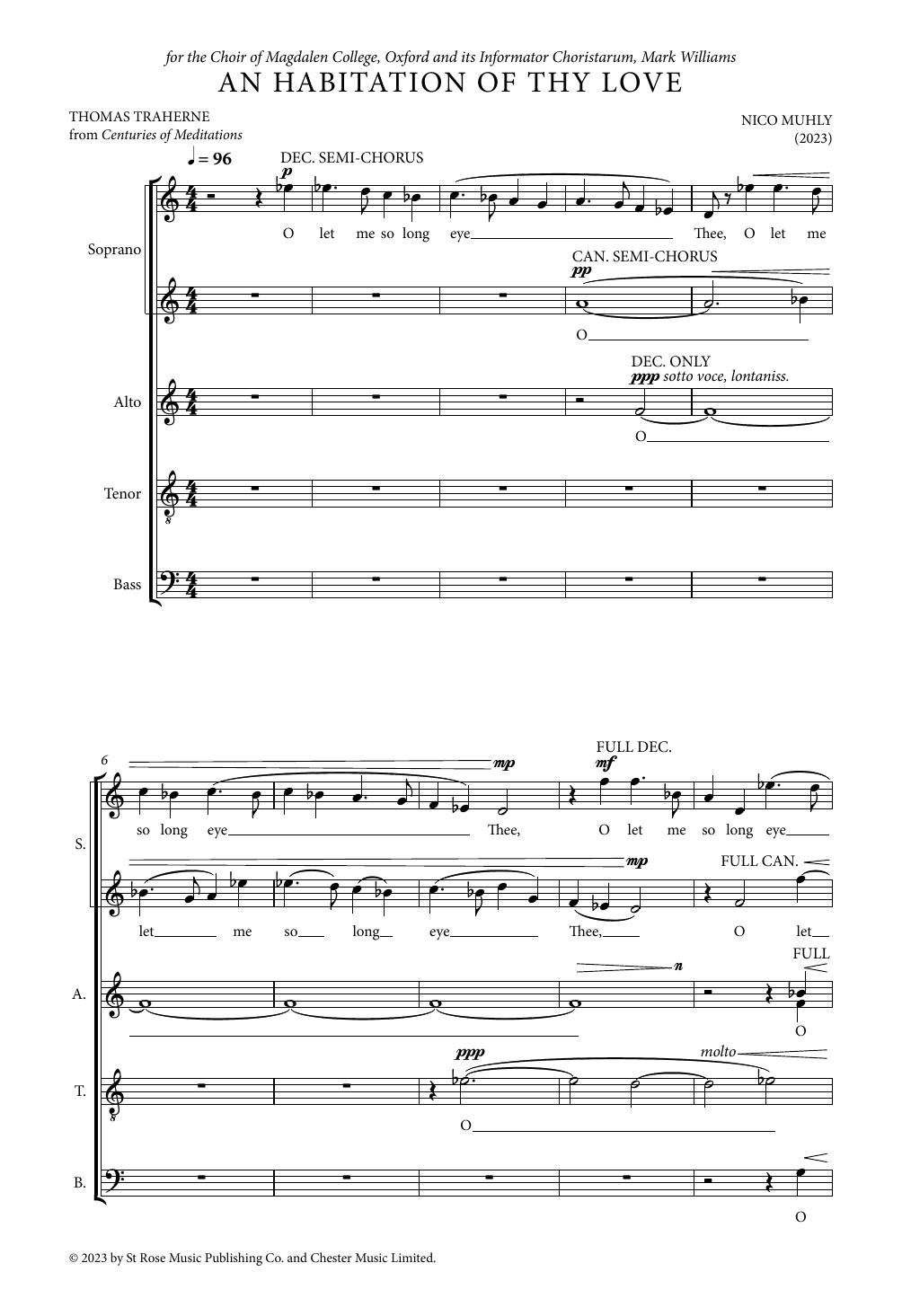 Nico Muhly An Habitation Of Thy Love sheet music notes and chords arranged for SATB Choir