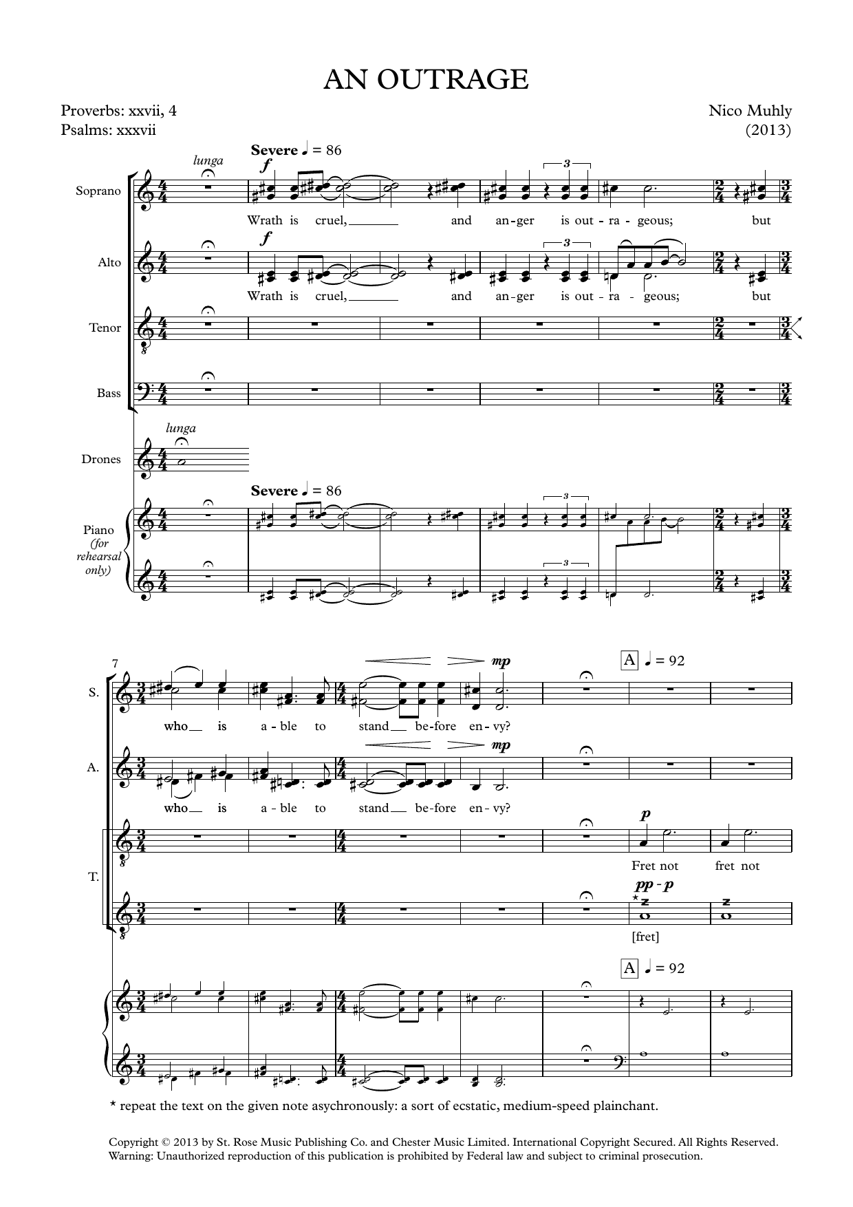 Nico Muhly An Outrage sheet music notes and chords arranged for SATB Choir