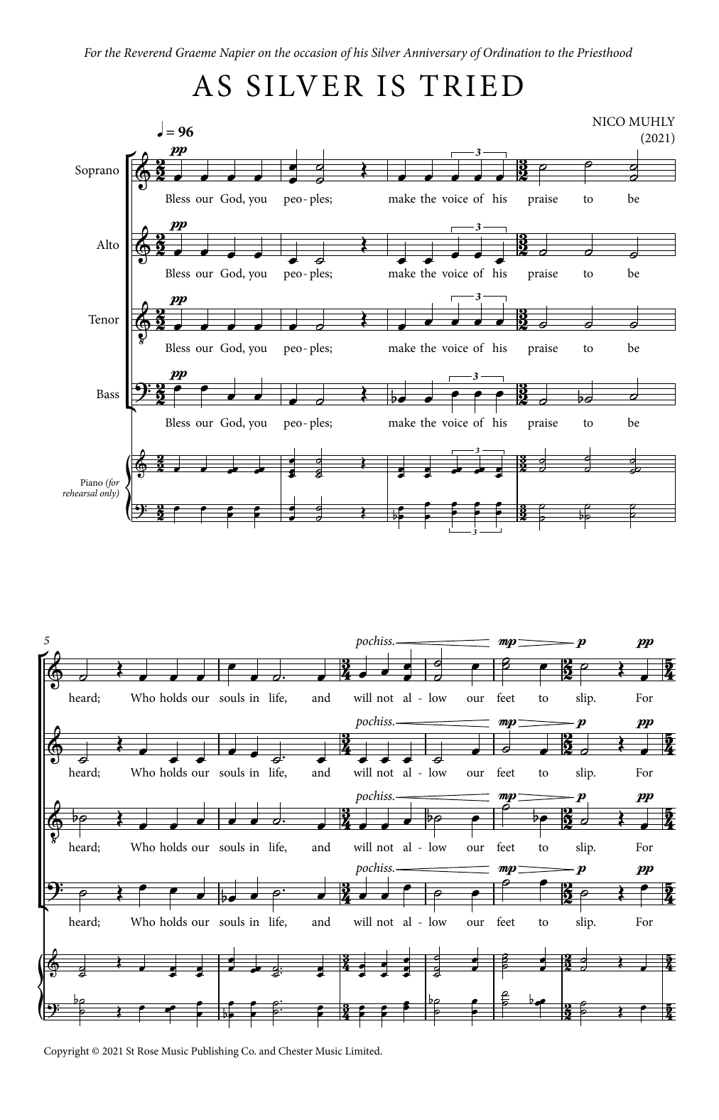 Nico Muhly As Silver Is Tried sheet music notes and chords arranged for SATB Choir