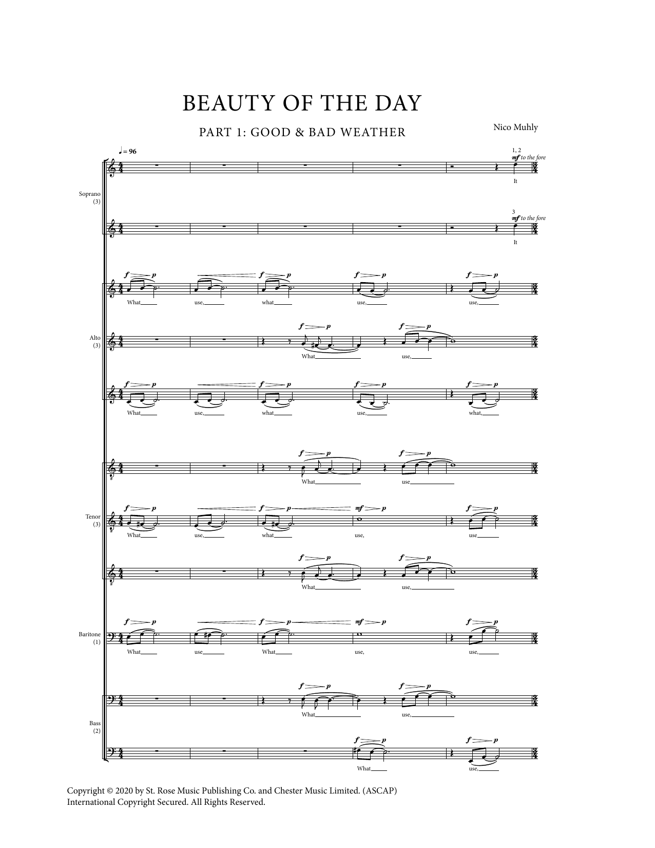 Nico Muhly Beauty Of The Day sheet music notes and chords arranged for SATB Choir