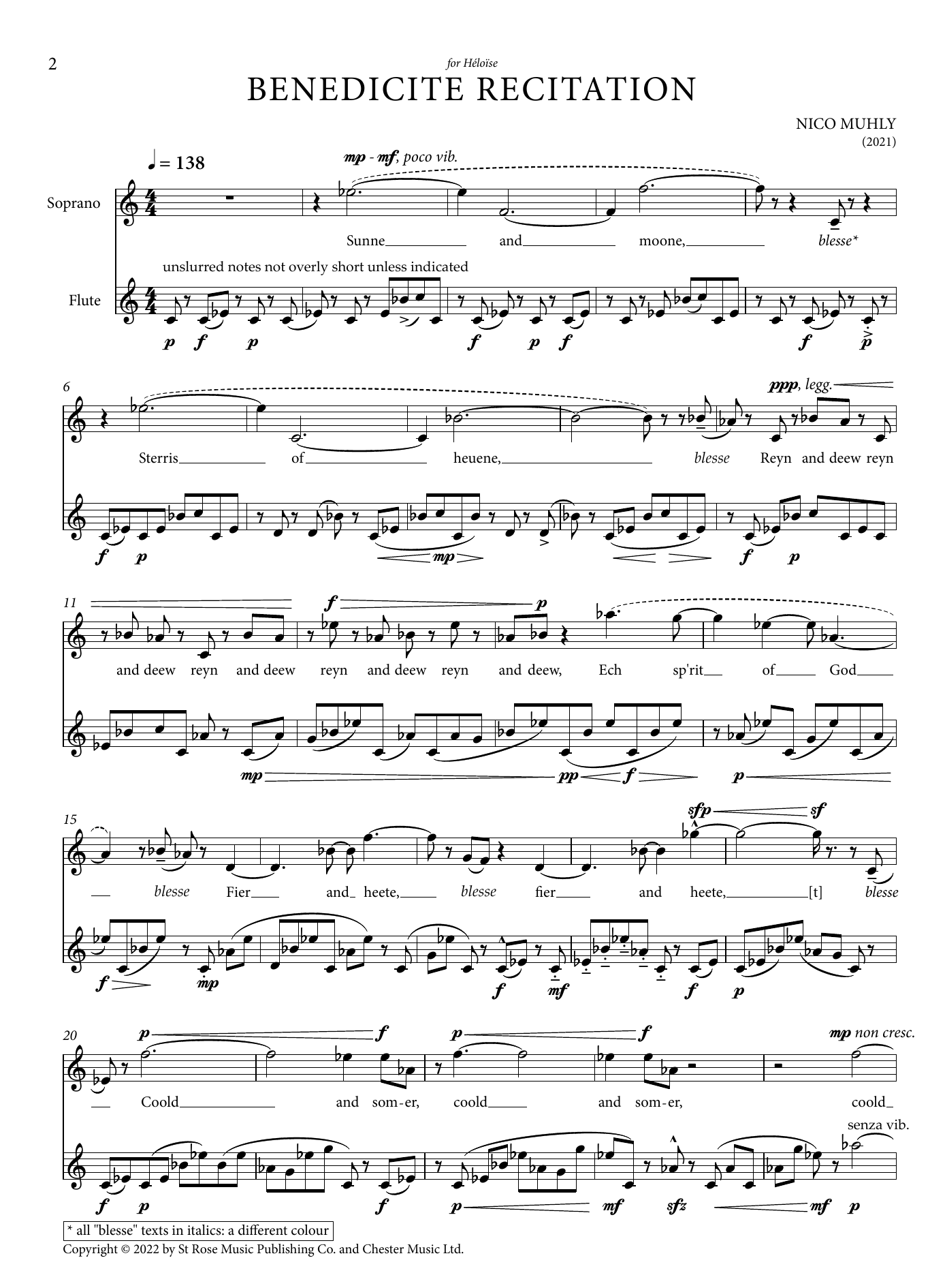 Nico Muhly Benedicite Recitation sheet music notes and chords arranged for Vocal Solo