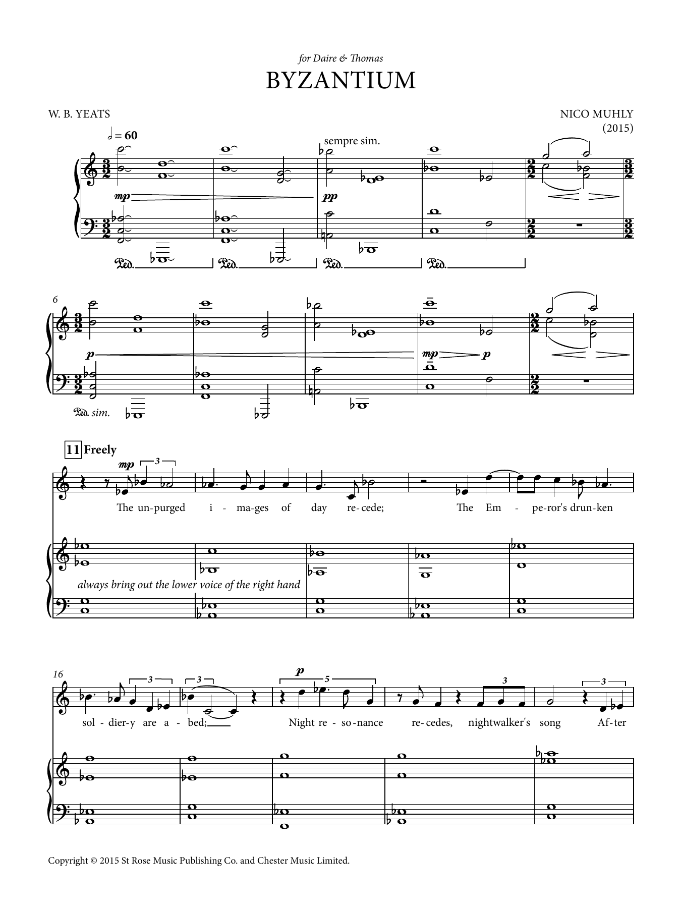 Nico Muhly Byzantium sheet music notes and chords arranged for Vocal Solo