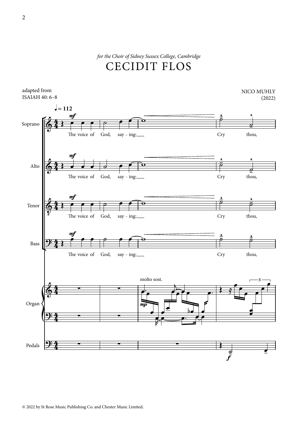 Nico Muhly Cecidit Flos sheet music notes and chords arranged for SATB Choir