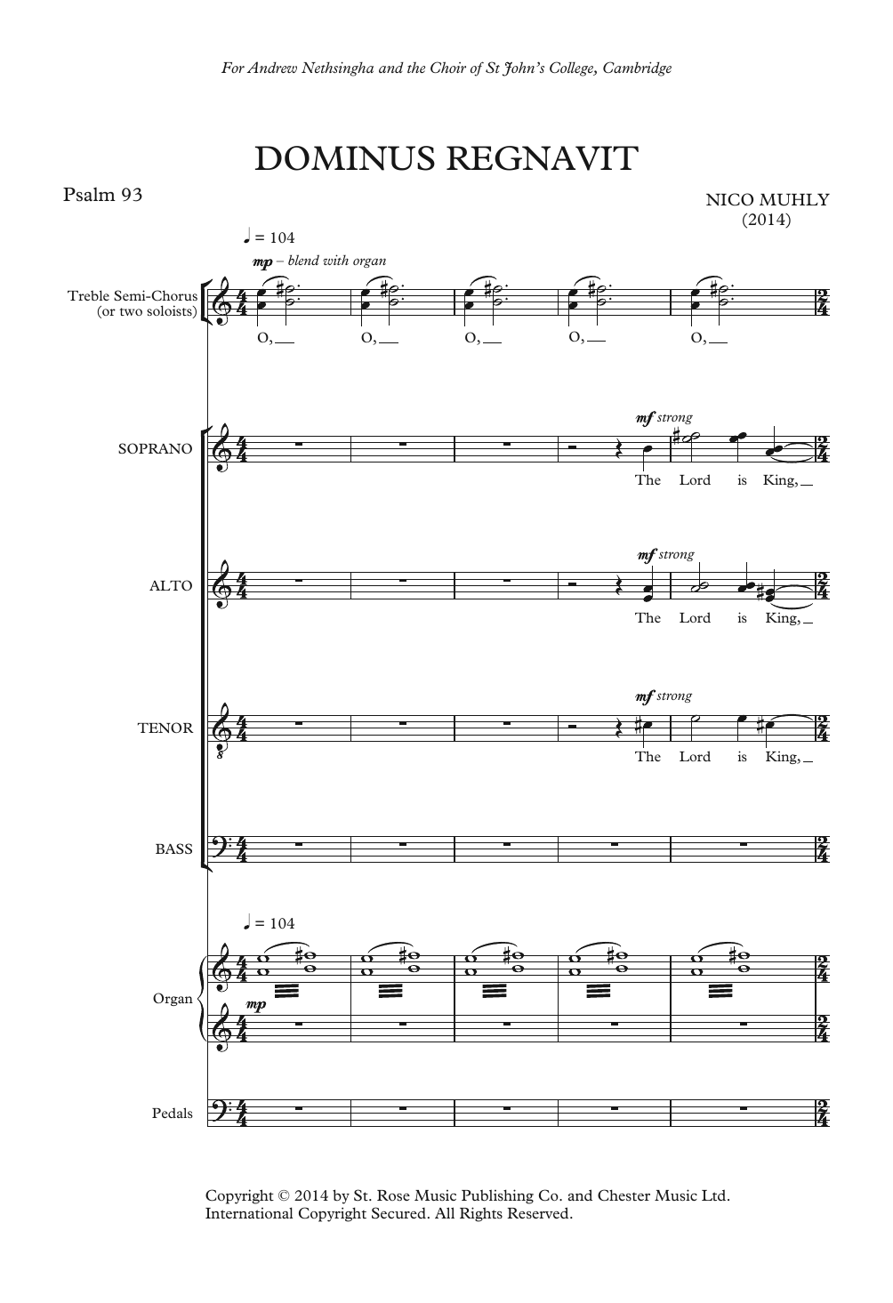 Nico Muhly Dominus Regnavit sheet music notes and chords arranged for SATB Choir