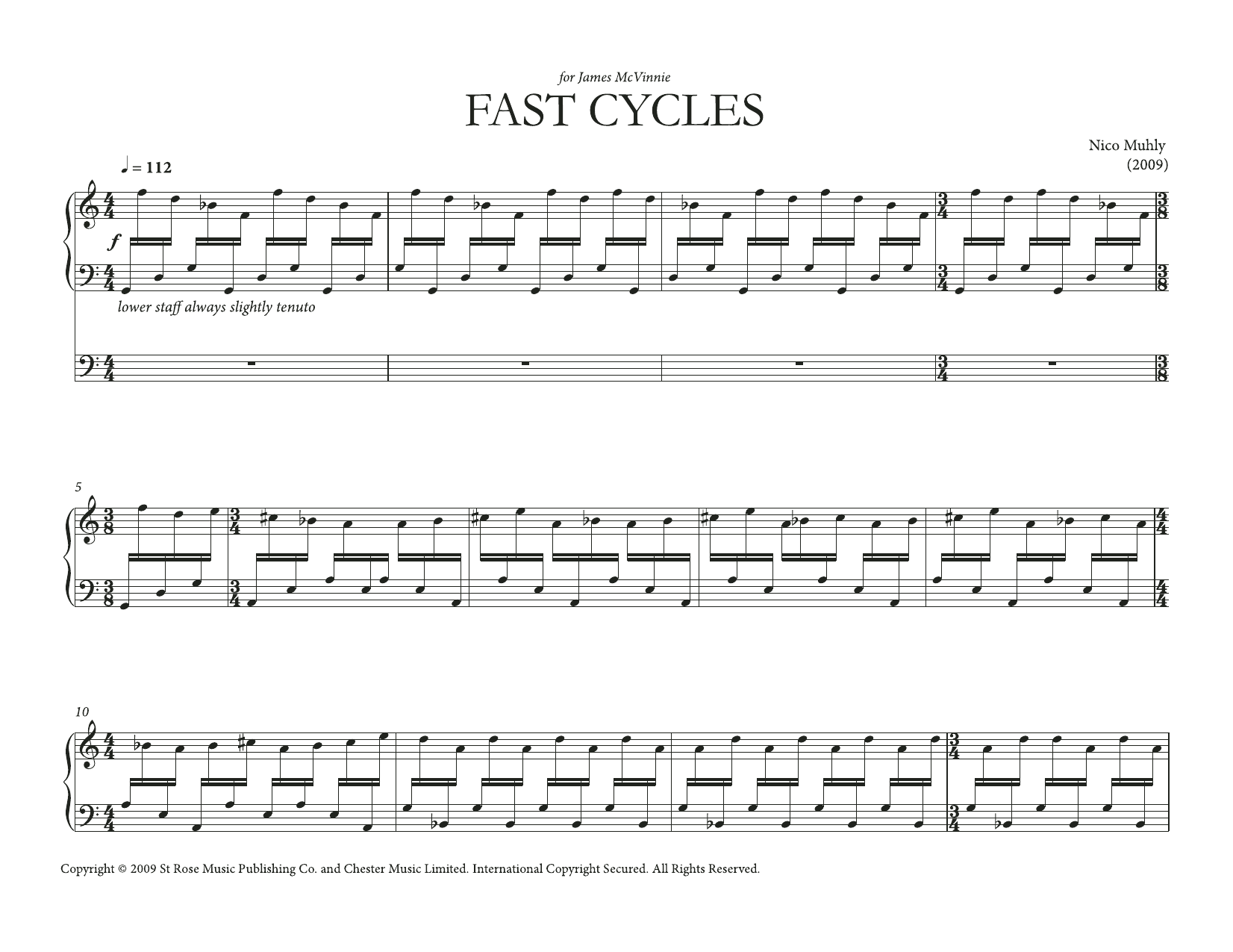 Nico Muhly Fast Cycles sheet music notes and chords arranged for Organ