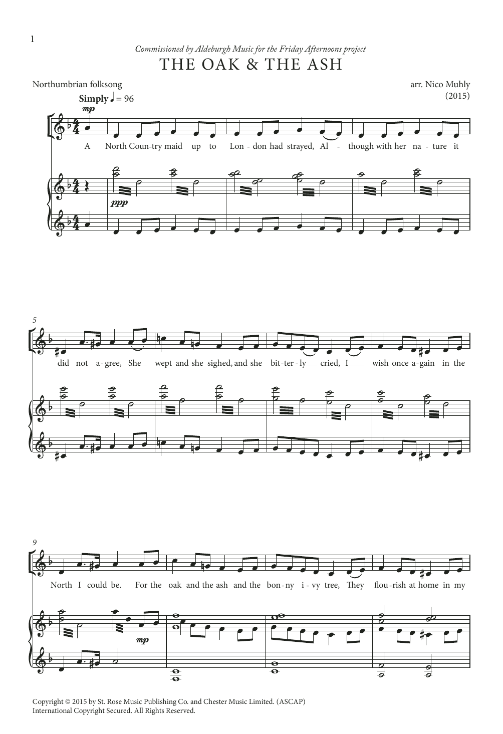 Nico Muhly Friday Afternoons sheet music notes and chords arranged for 2-Part Choir
