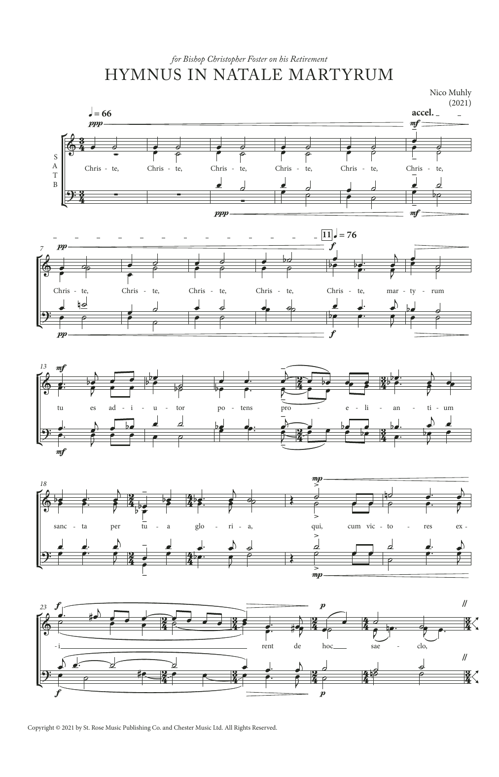 Nico Muhly Hymnus In Natale Martyrum sheet music notes and chords arranged for SATB Choir