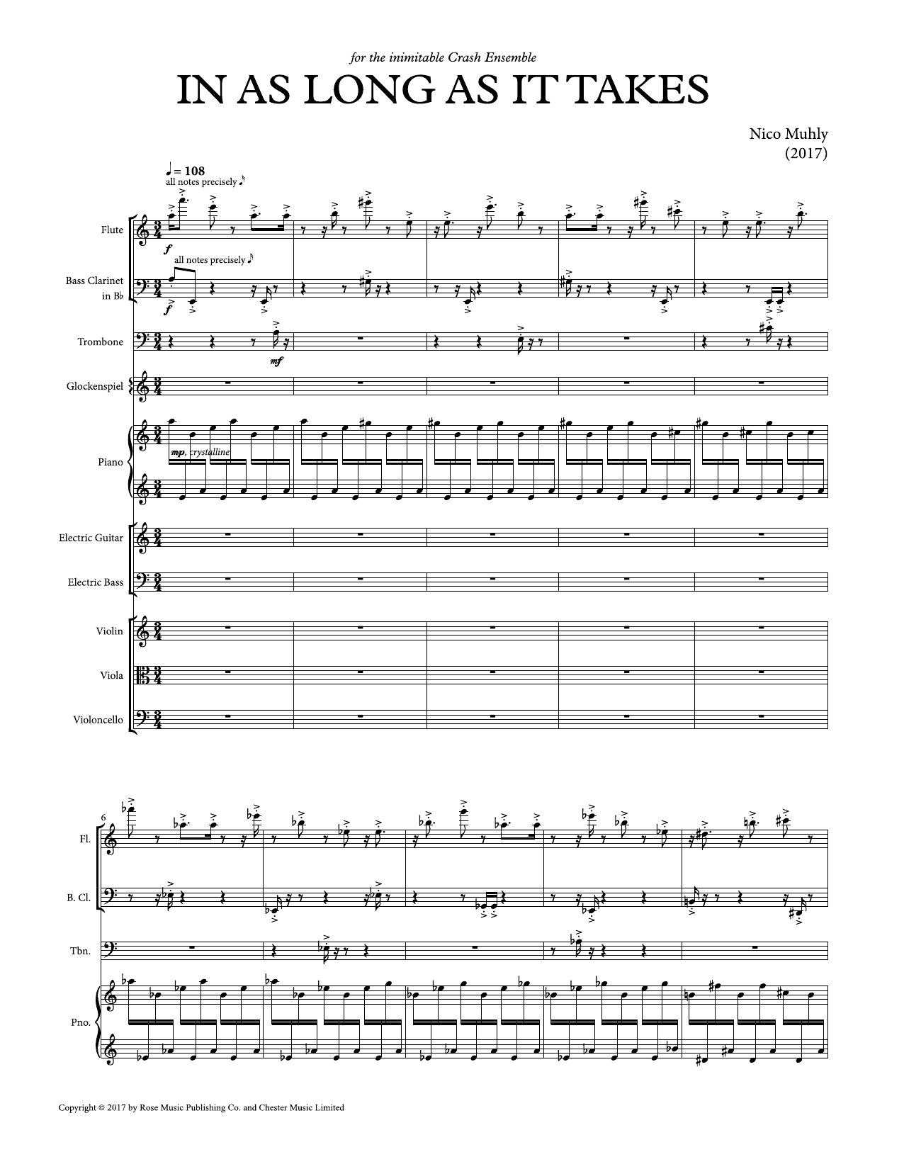 Nico Muhly In As Long As It Takes (Score and Parts) sheet music notes and chords arranged for Percussion Ensemble