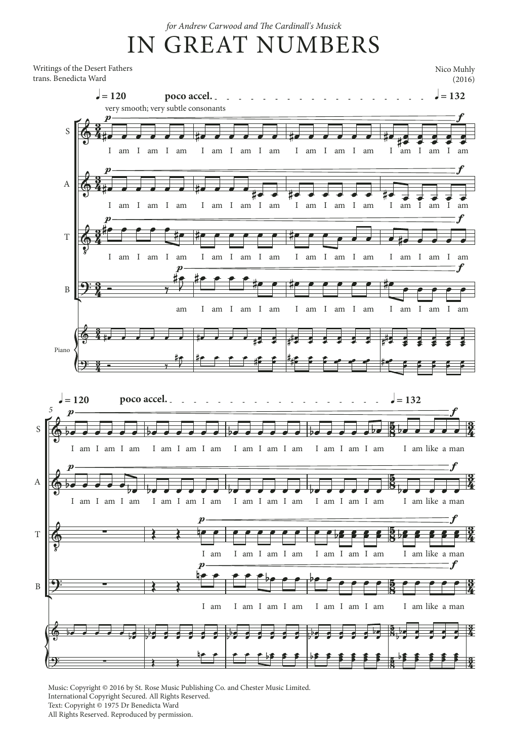 Nico Muhly In Great Numbers sheet music notes and chords arranged for SATB Choir