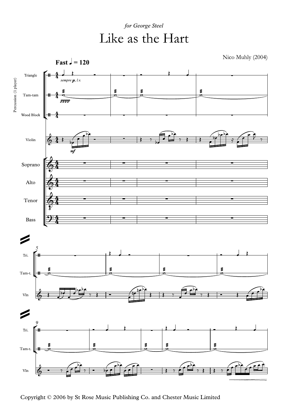Nico Muhly Like As The Hart sheet music notes and chords arranged for Violin Solo